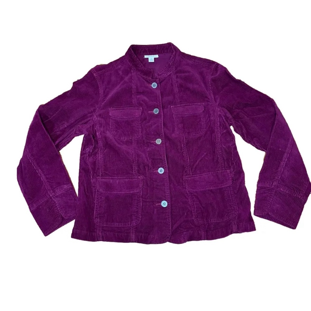 Charter Club Corduroy Jacket Womens Medium Burgundy Button Up Pockets Slim Fit